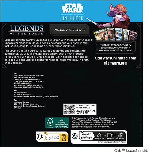 Star Wars Unlimited – Legends of the Force Booster Display - English