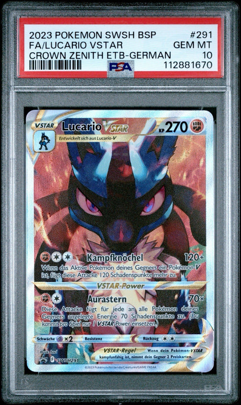 PSA 10 Lucario VSTAR SWSH291 Crown Zenith ETB Promo 2023 - German