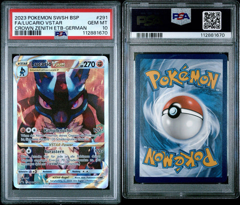 PSA 10 Lucario VSTAR SWSH291 Crown Zenith ETB Promo 2023 - German
