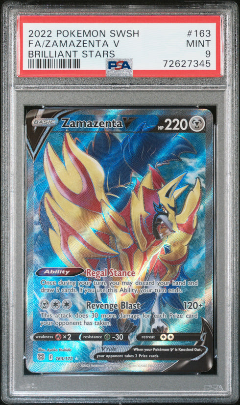 2022 Pokémon Brilliant Stars – Zamazenta V 163/172 Full Art | PSA 9 MINT | EN